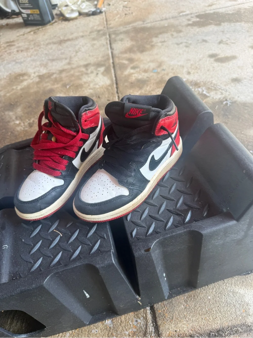 Nike Men’s Air Jordan Style High-Top Sneakers - Black/Red/White